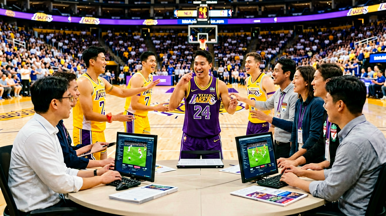 洛杉矶湖人队NBA比赛画面